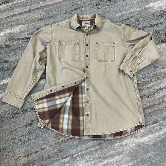 LL Bean Shacket Mens XL Tall Canvas Shirt Jacket Flannel...